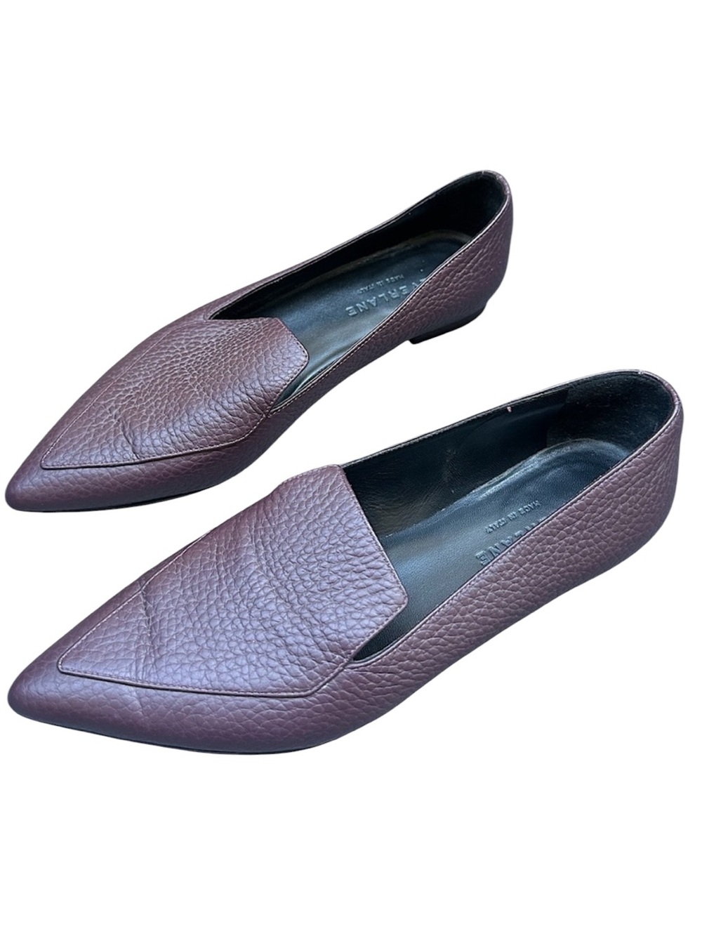 Everlane The Boss Women’s Shoes Plum Pebbled Leather Pointed Toe Flats Size 6